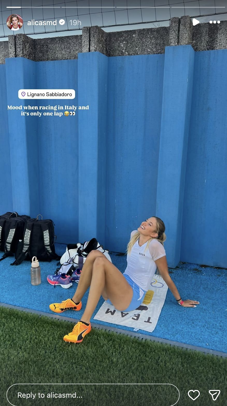 Schmidt speaks about competing in Italy | Instagram@alicasmd